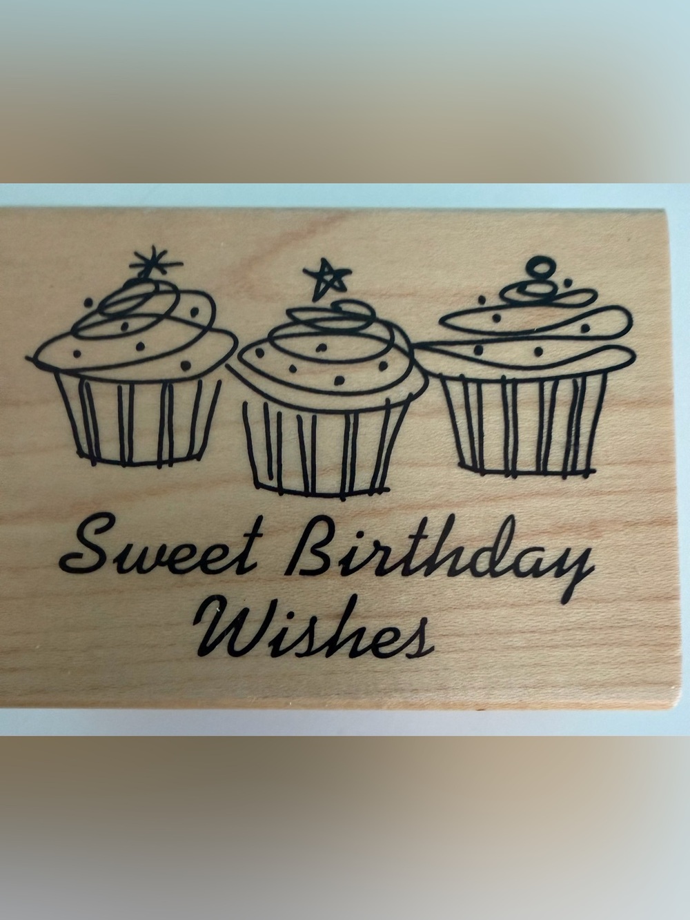 Inkadinkado Sweet Birthday Wishes Cupcake Wood Rubber Stamp